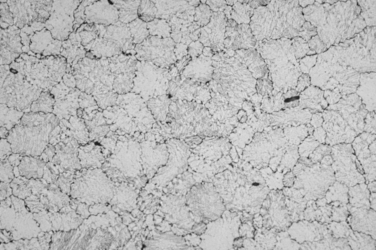 Close-up of bearing steel microstructure showing low inclusion density