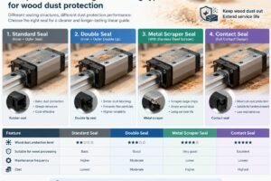 Comparison of linear guide sealing types for wood dust protection