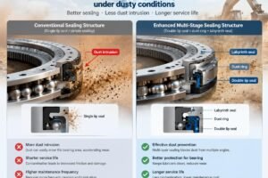 Comparison of slewing ring sealing structures under dusty conditions