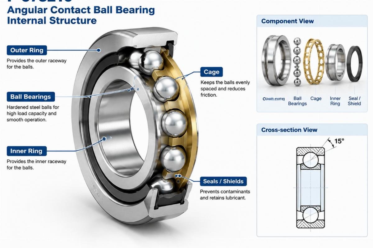 F-578216 angular contact ball bearing internal structure