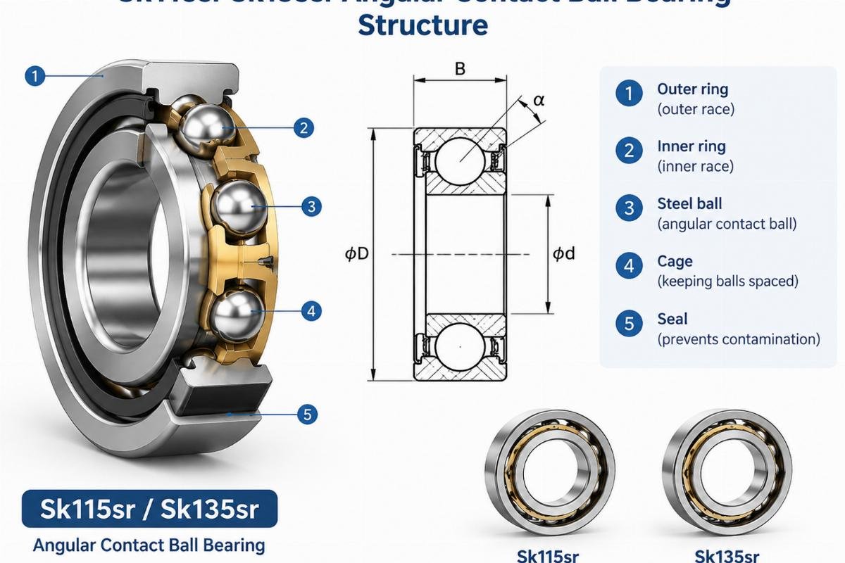 Sk115sr Sk135sr angular contact ball bearing structure