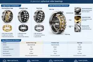Technical comparison of cage designs and internal geometry in premium spherical roller bearings